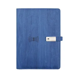 Factory wholesale 6 Ring Binder power bank Notebook A5 PU Leather tree texture for gift power bank diary custom logo