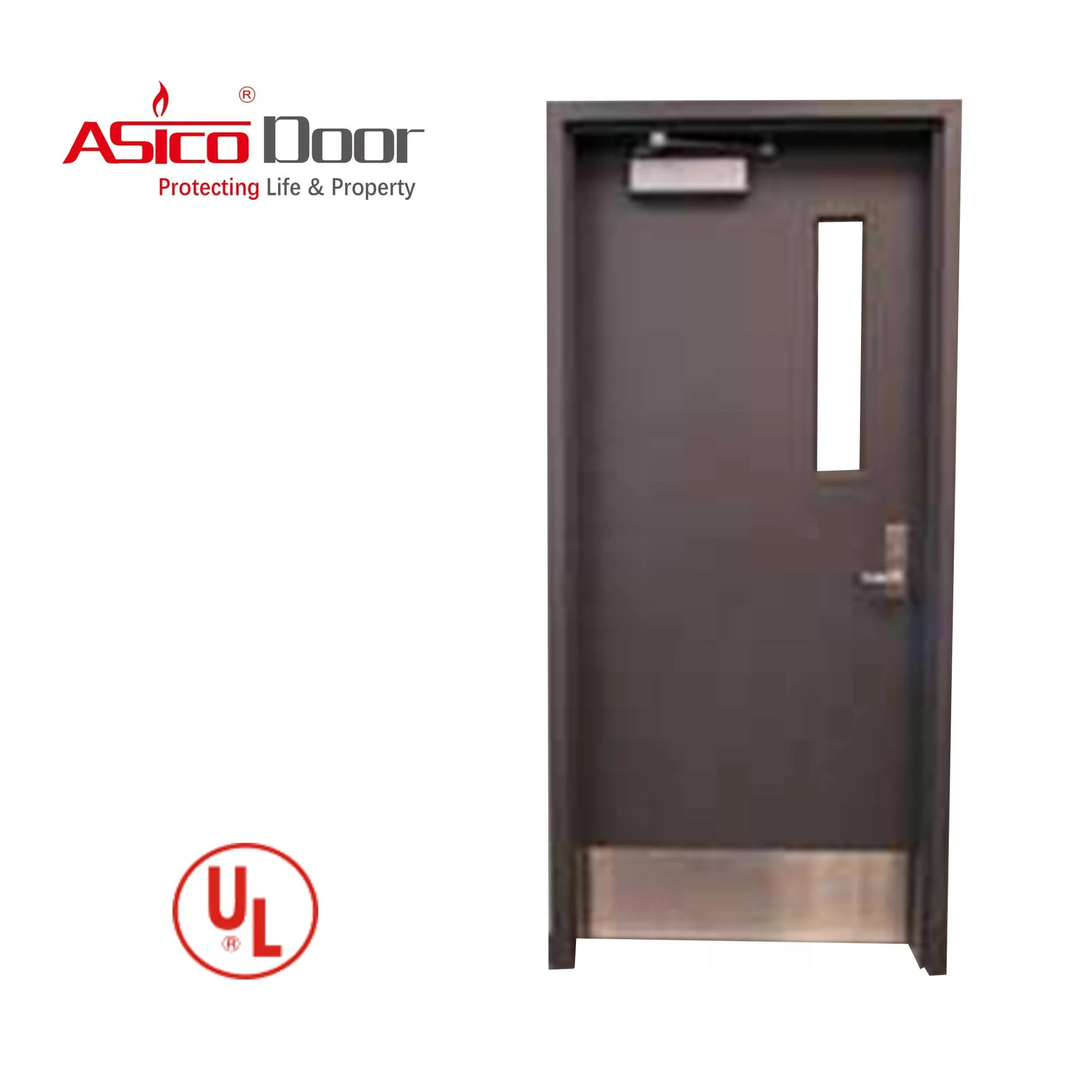 ASICO UL Listed Commercial Interior Interior Fire Rated Fire Proof Metal Steel Doors With UL Certificate