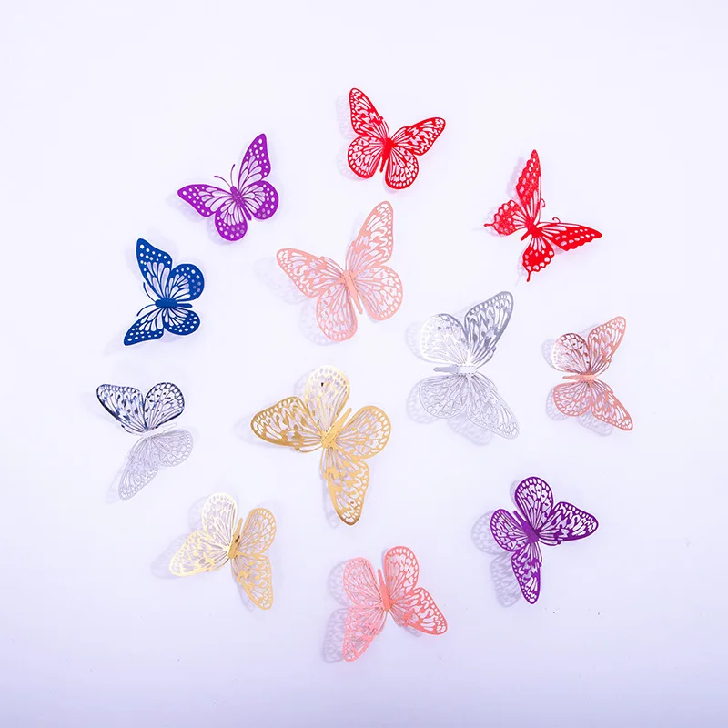  Metallic Color Gold Rose Butterflies for Cake Decoration Silver