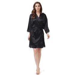 Women silk lace bridesmaid Wedding party high quality women sleepwear satin bride robe