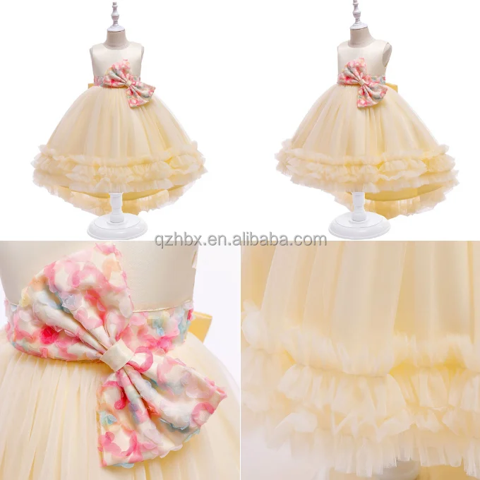 Детское пышное свадебное платье с бантом для маленьких девочек, Тюлевое платье, вечернее платье принцессы с цветами для девочек