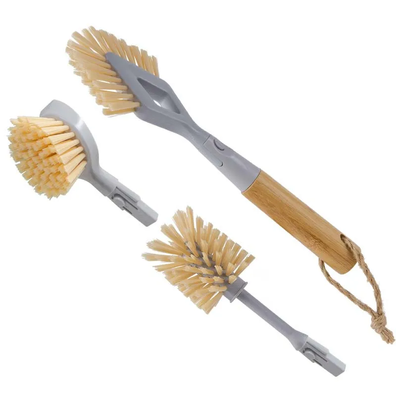 3 in 1 Multifunction Gap Pot Bowl Brush Household Bamboo Cleaning Brush With Long Handle