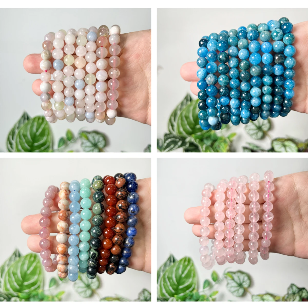 Unique 8mm Double Layer Crystal Rope Bracelet Bohemia Sandy Beach Crystal Gemstone Bead Bracelet