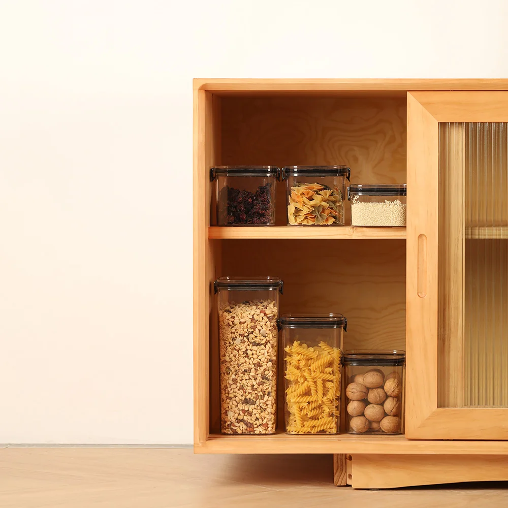 Plastic cereal containers 2 sides locked easy to seal jars for dry food to keep fresh for longer