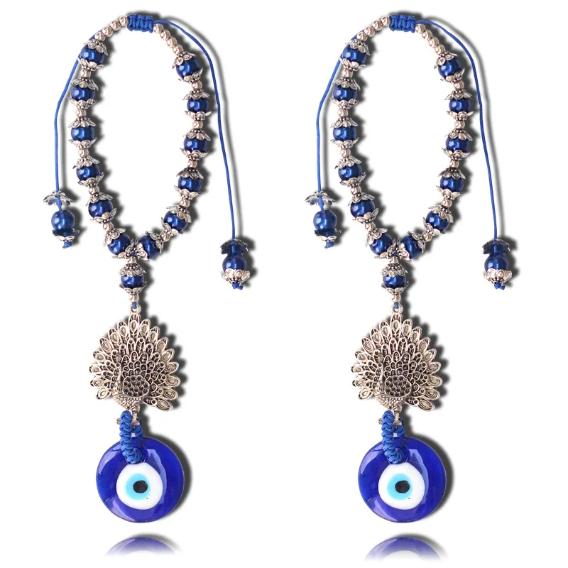 Kingcome Turkish Blue Eyes Glass Pendant Car Pendant Decoration Good Luck Evil Eye Peacock Dooe Window Wall Hanging