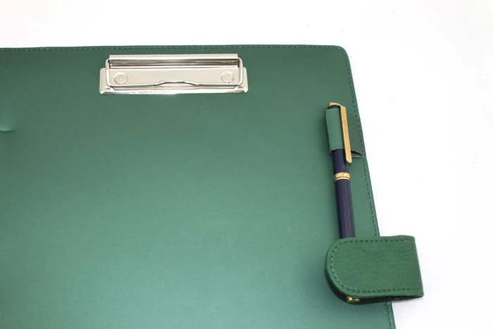 PU leather design 3 hole ring binder clip mechanism file folder A4