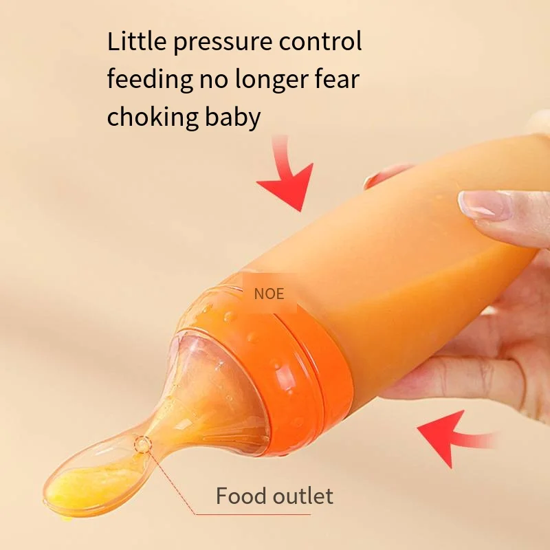 Top quality orange and curry coloured baby feeding spoon, made of safe material for babies