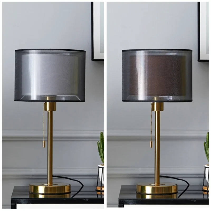 American Gold Table Lamp Nordic Bedroom Bedside Lamp Simple Modern Luxury Warm Household Desk Lamp Luminria De Mesa Lampara