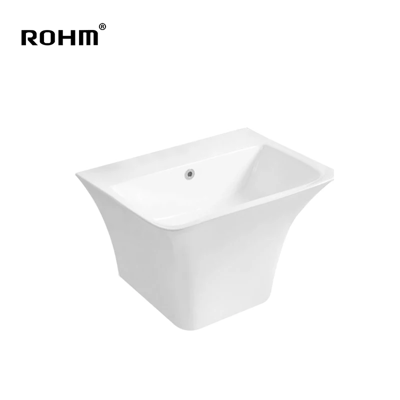 R-WH008 Hot Sale Wall Mounted  Bathroom Ceramic Basin Modern Design Sanitary Ware Hand Wash Sink Wall-hung Basin