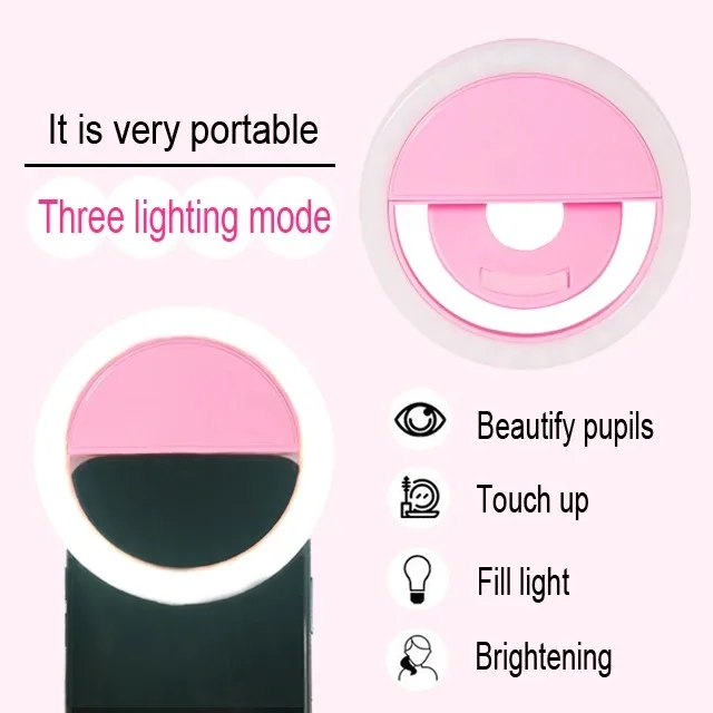 Promotional Phone Light Selfie The angle rings custom logos girly selfie light charging Light for universal Mobile Phones