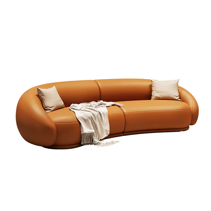 Curved leather sofa living room modern light luxury Italian large and small apartment type Villa designer model Banana Moon sofa