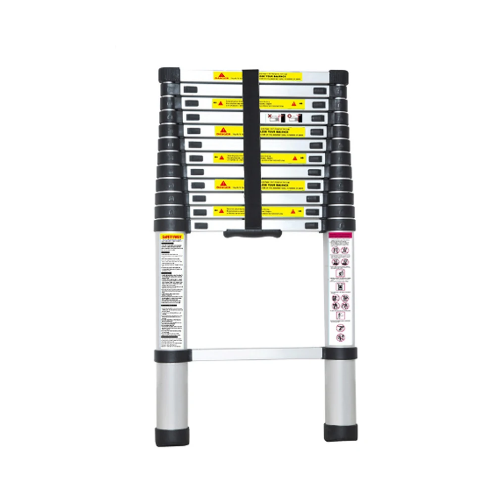 Foldable with spring locking telescopic household type ladder