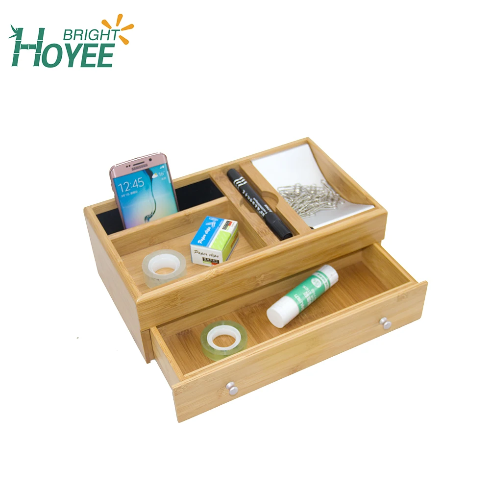 Wholesale Bamboo Desk Organizer Drawer Storage Box