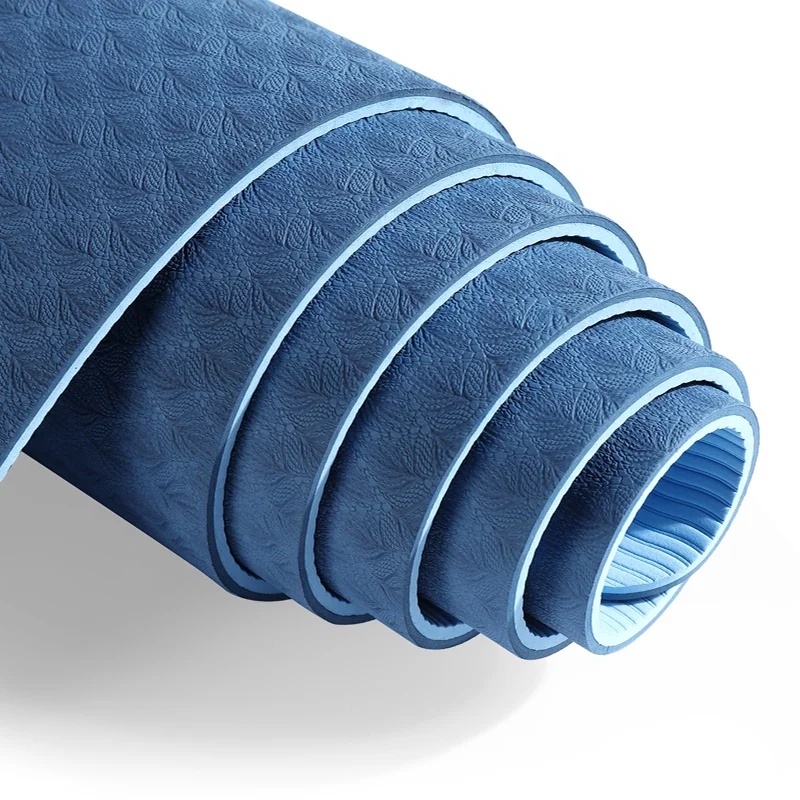 Custom Logo Printed 6mm Thick Non Slip Organic Eco Friendly Travel Pilates Fitness Exercise TPE Yoga Mat