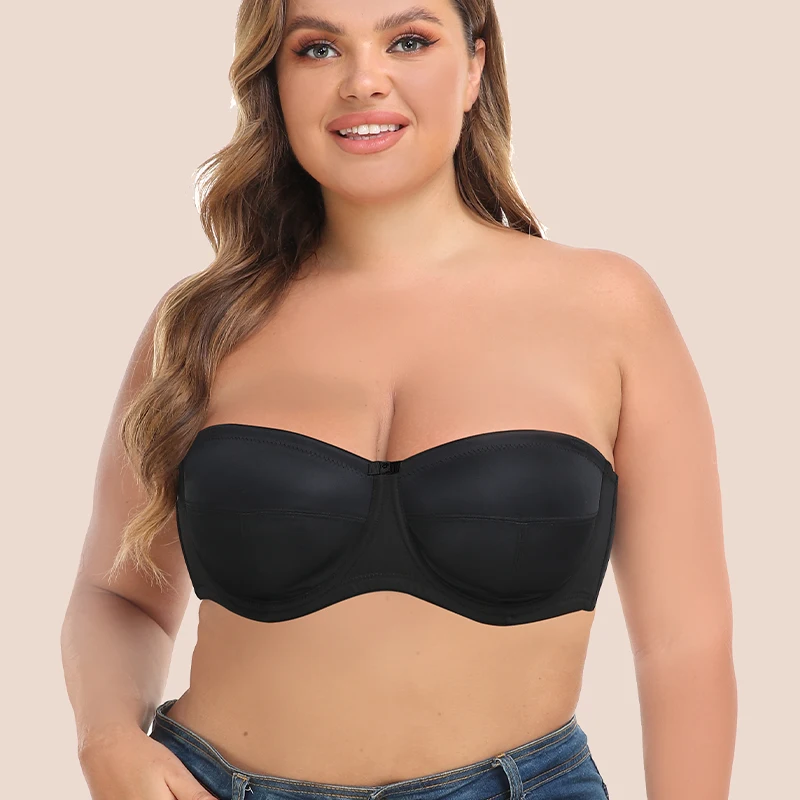 100E Cup No Sponge Strapless for Women Non-Slip Bra Tube Top Bra Smooth Plus Size Wedding Underwear