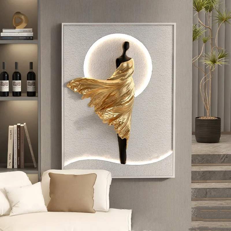 Modern Vertical Version Hanging Painting Abstract Art Decorative Painting Living Room Porch Led Atmosphere Light Painting