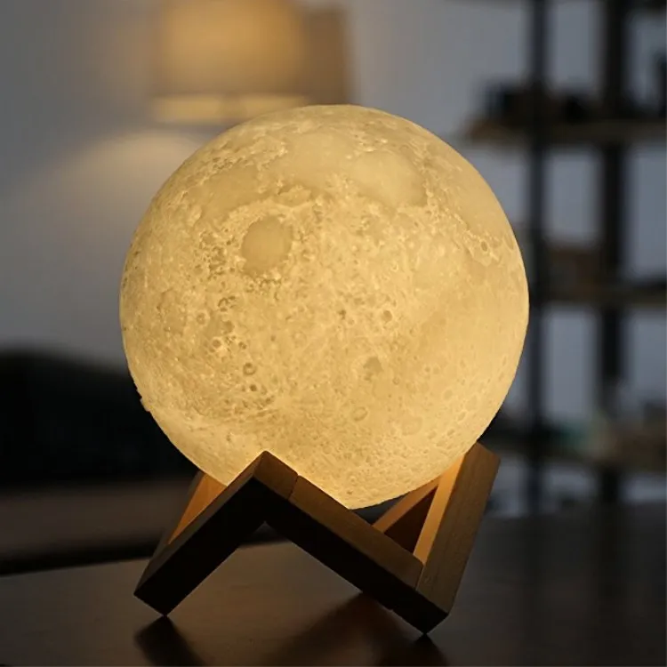 Large Moon Lamp 12cm Dimmable USB Rechargeable Led Moon Light Led Small Night Light 3 Colors