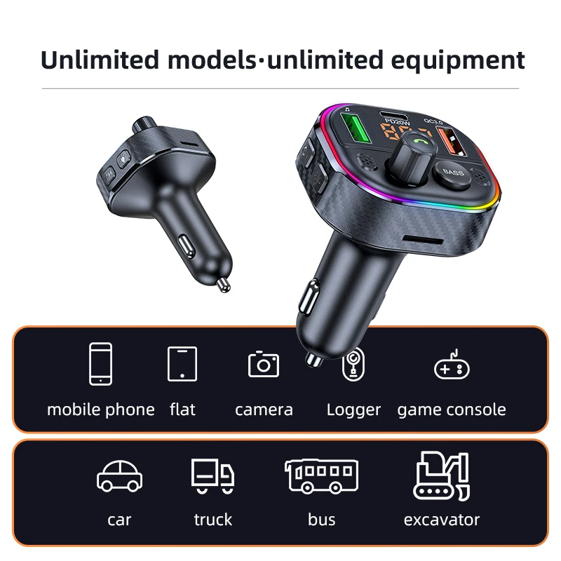 T86M 3 USB Зарядка порт автомобильное зарядное устройство Bluetooth Fm передатчик с Type-C 20 Вт быстрое
