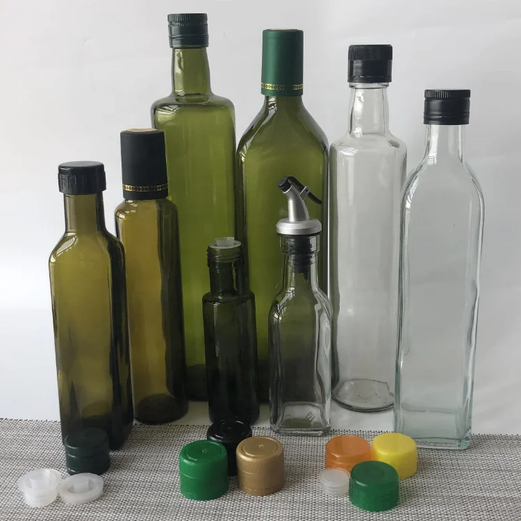 250ml 500ml 750ml Dorica Flint Glass Olive Oil Bottle Pour Spout Kitchen Glass Containers For Oil