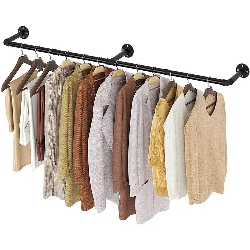 Hot Sale Wholesale  stainless steels  Rod Clothes Rack New Design Display Clothing Rack Mounted Closet