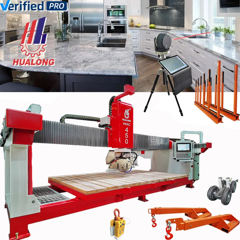 Hualong Machinery  granite 5 axis CNC machine   marble tile ceramic  cutting milling processing  with Italian Pegasus