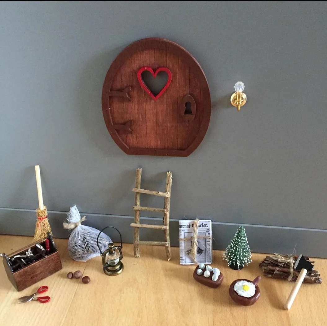 Doll house 1:12 Doll House Miniature elf door set  Mini Elf Door miniature Toys miniature Gnome door set
