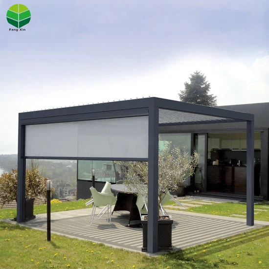 Customized Waterproof  Modern Garden Arches Arbous Bioclimatic Aluminium Pergola with Louvered Roof