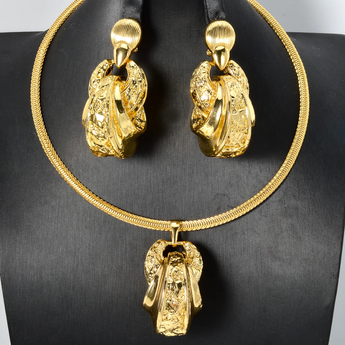 New Fashion Copper Big Earrings Pendent Necklace jewelry set for women