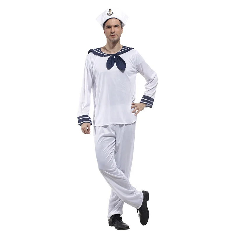 Men Sailor Costume Uniform Outfit Book Week Day Captain Fancy Dress