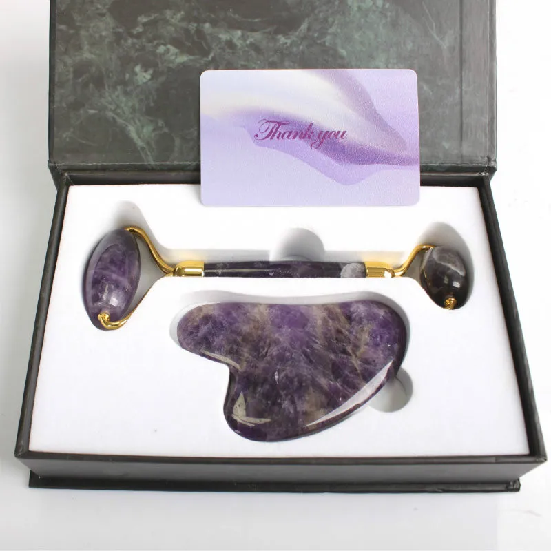 new product natural Purple jade stone roller massager for face
