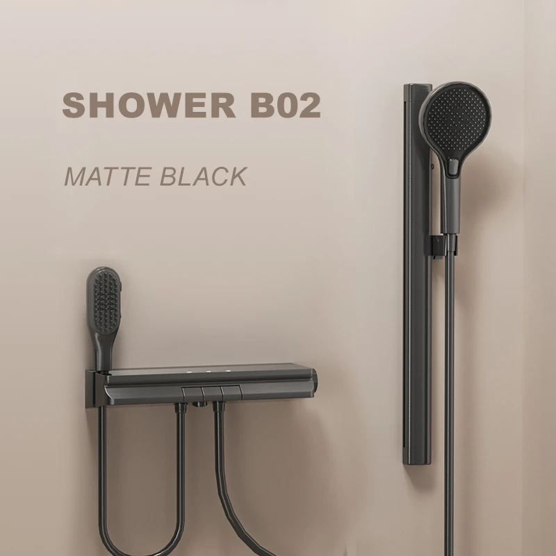 2024 Voriva Hot sale Intelligent gray shower set Wall mounted multifunctional LED rainfall Shower Head Sets