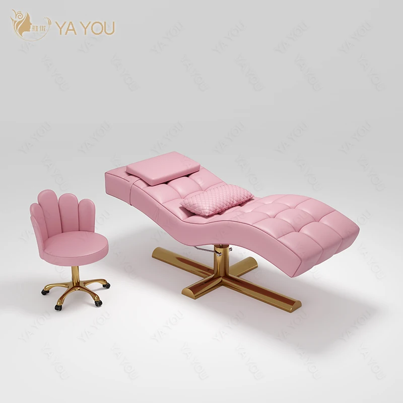 High Quality Curved Eyelash Extension Bed Furniture Customized Spa Eyebrow Beauty Salon Chair Eyelash Extension Bed