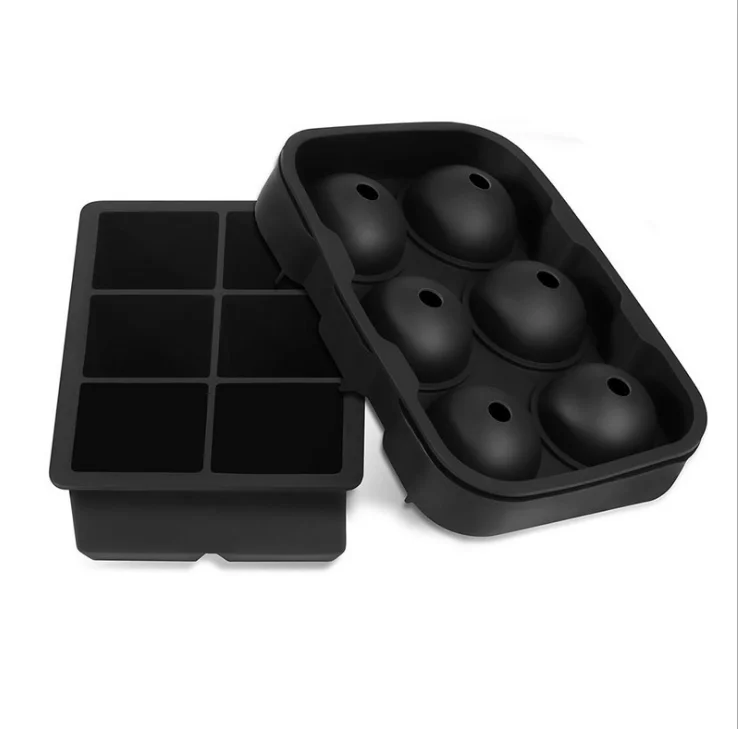 Big Novelty Round Rose Ice Ball Maker Mold Holes Silicone Ice Cube Tray Large With Lid And Bin