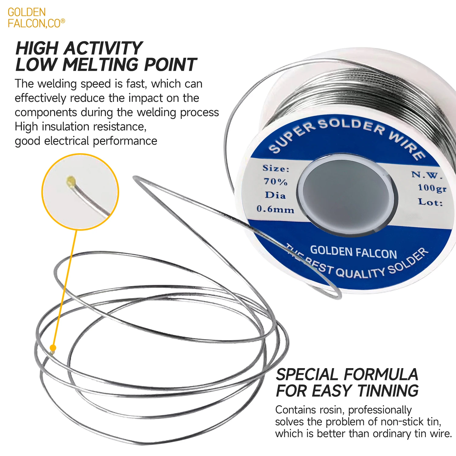 solder wire 0.6mm Soldering wire with flux 100g Sn70Pb30 Flux Rosin Activated Cored Tin wire 70 30