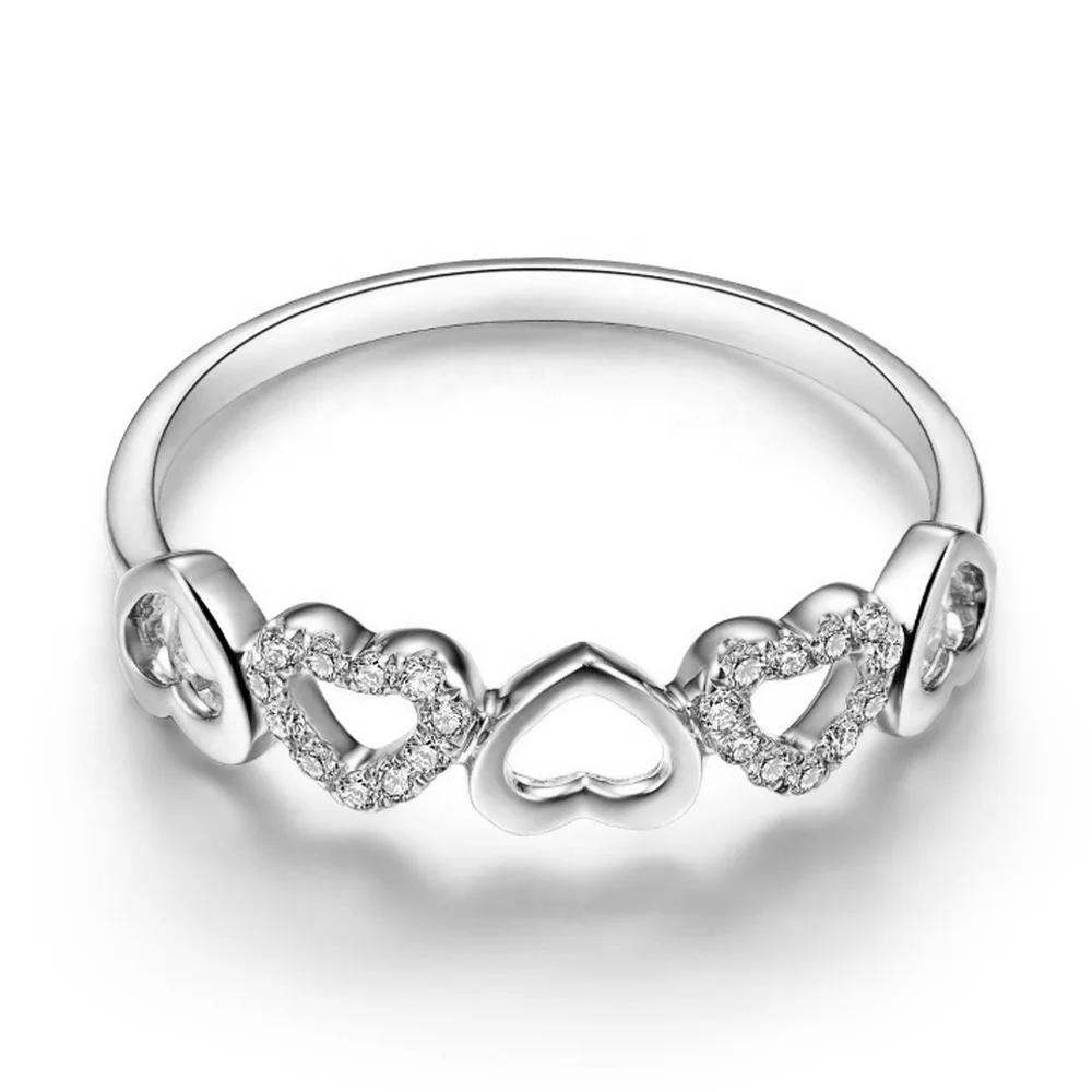 Fresh Heart Half Design Silver Couple Asian Wedding Rings