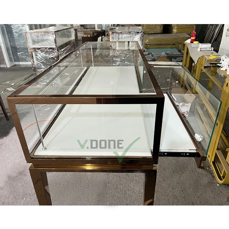 Customized Retail Jewelry Watch Shop Design Jewellery Display Counter Cabinet Wrist Watch Display Showcase Interior Decoration