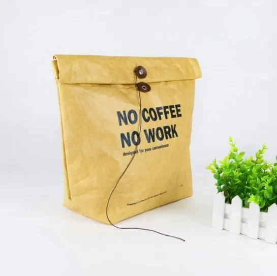 Eco Friendly craft paper coffee delivery bag Custom Logo Reusable Shopping Bags Light  Paper Grocery Bag