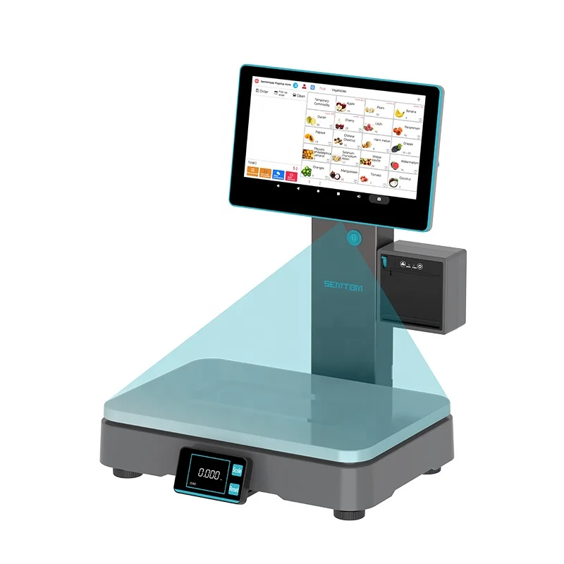 All in one POS system Label scale Dual Touch Screen Digital Weighing pos terminal AI identification label scale