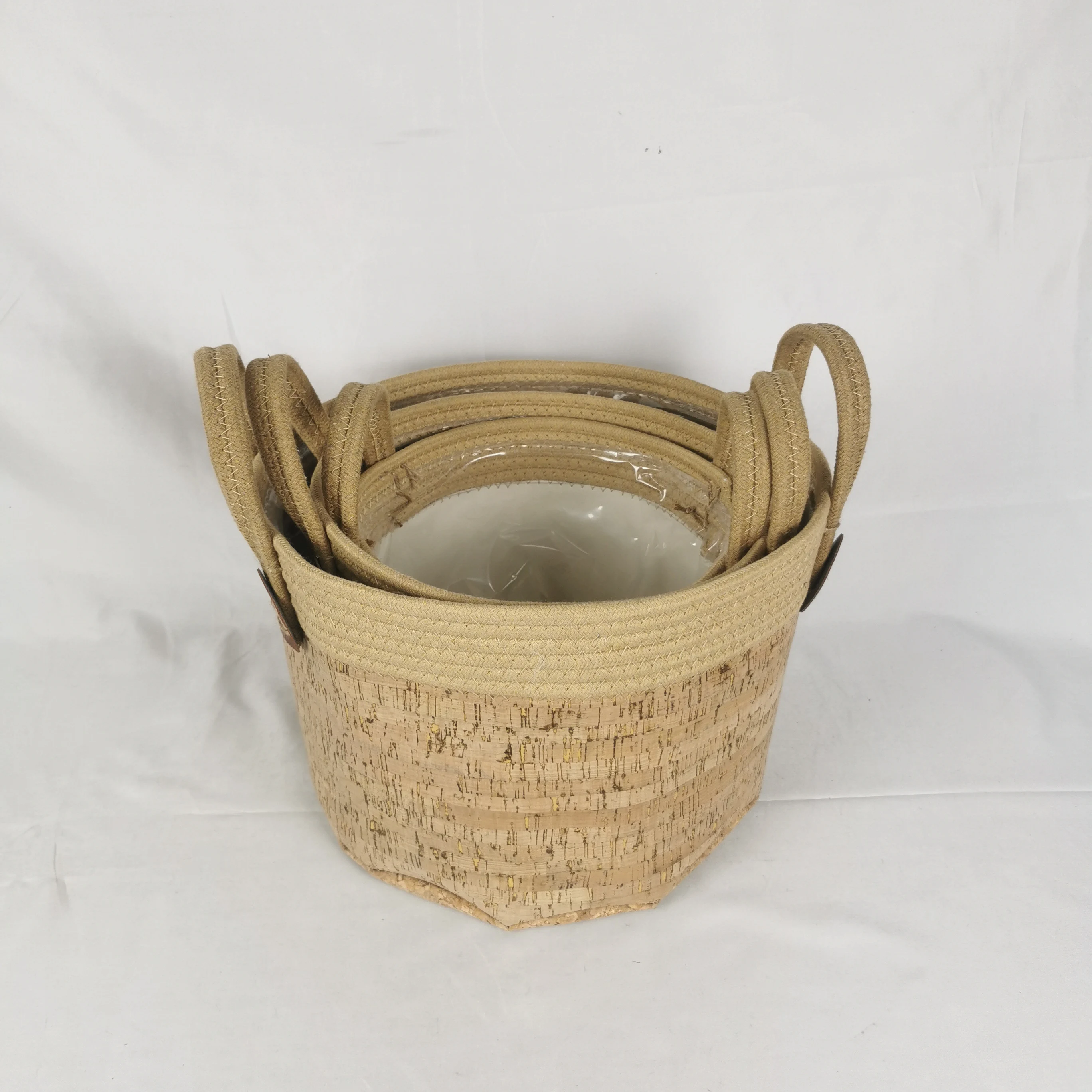 Wood skin handmade storage baskets flower vase for home decor