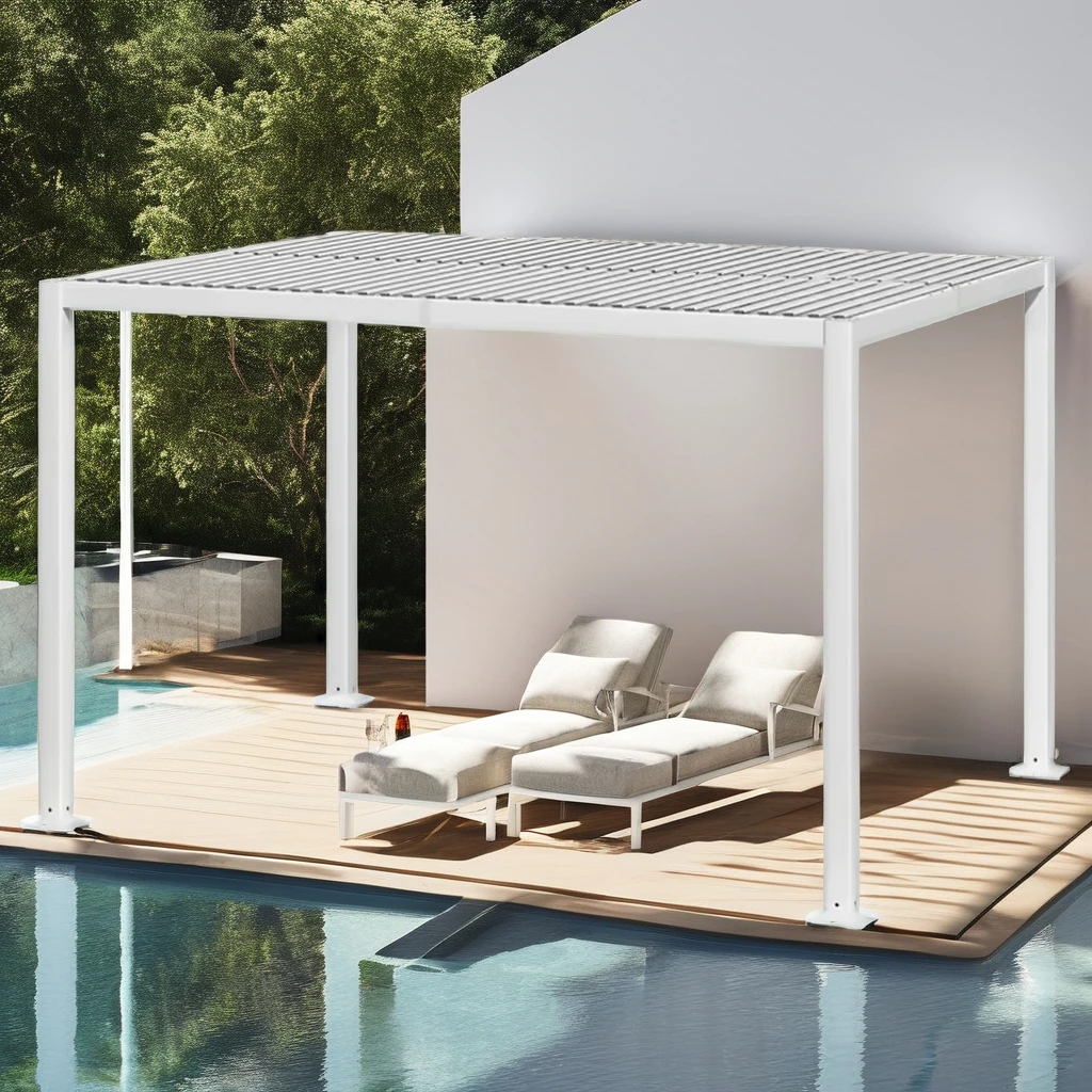 Aluminum Gazebo Adjustable Louvers and Pergola Waterproof Outdoor Patio Garden Pavilion with Alloy Frame