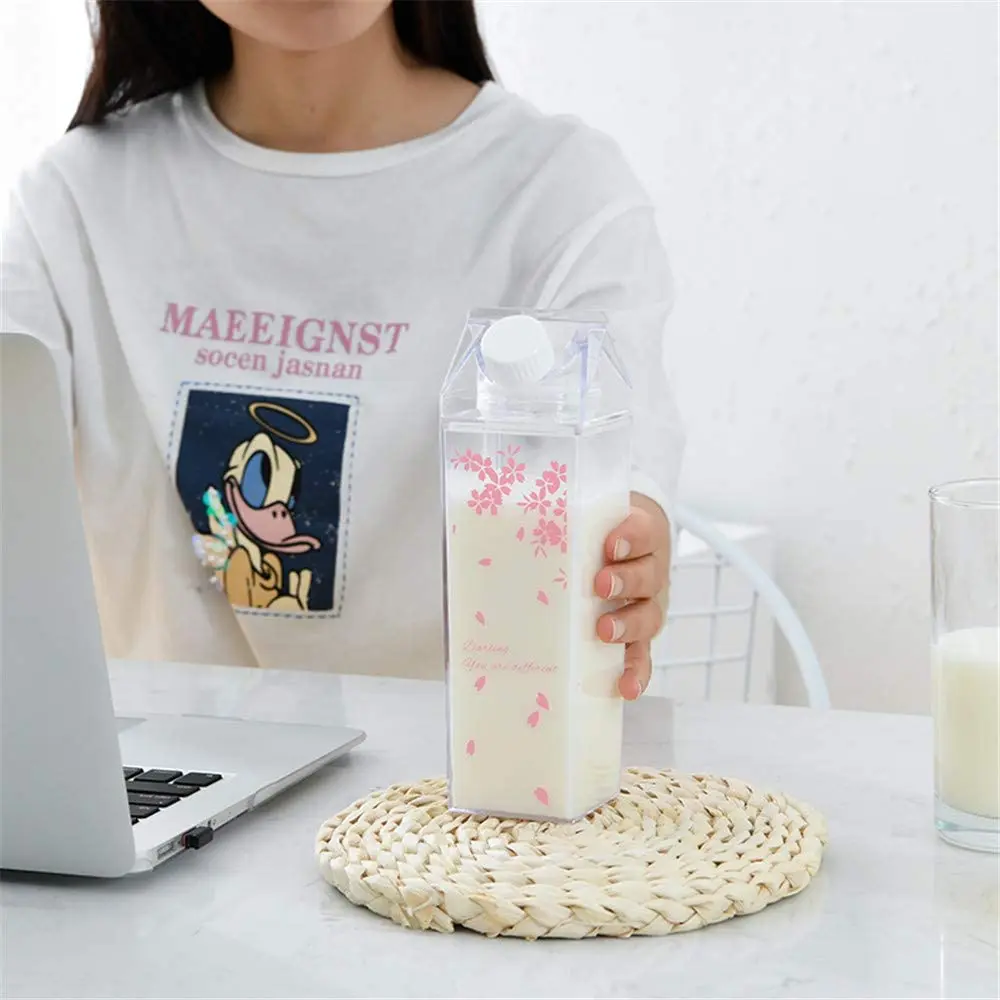 
500ml New Look Ins Cute Sport Plastic Water Bottle Custom Logo Bpa Free milk carton water bottle 