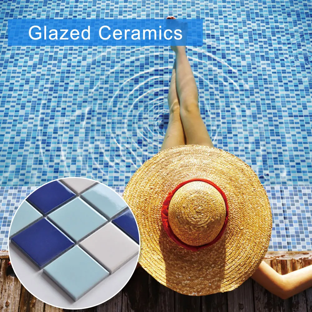 
blue color mosaic tile ceramics swimming pool tile 