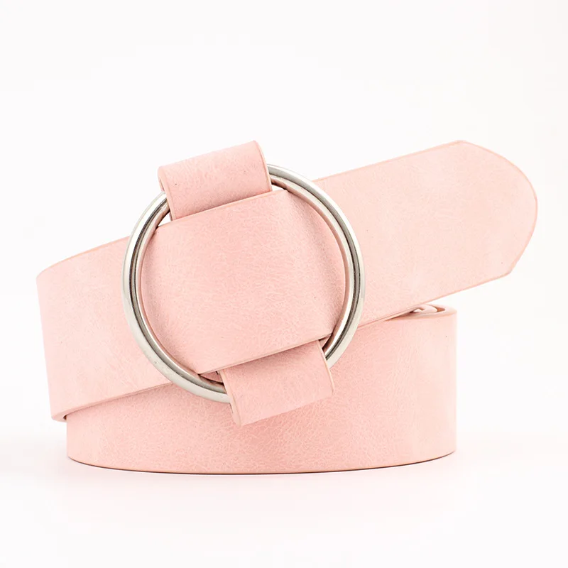 Wholesale 2022 new cheap fashion colorful women teenager round leather belt buckles trendy belt