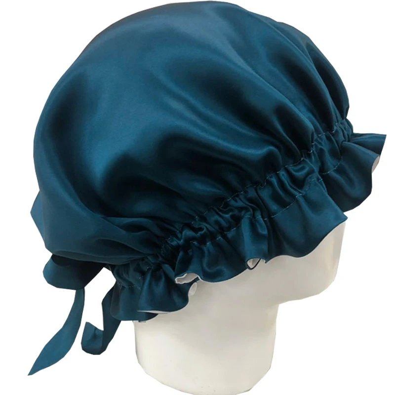 Silk bonnet with custom logo reversible Silk Nightcap Sleep Hat Pure Silk soft smooth with gift box