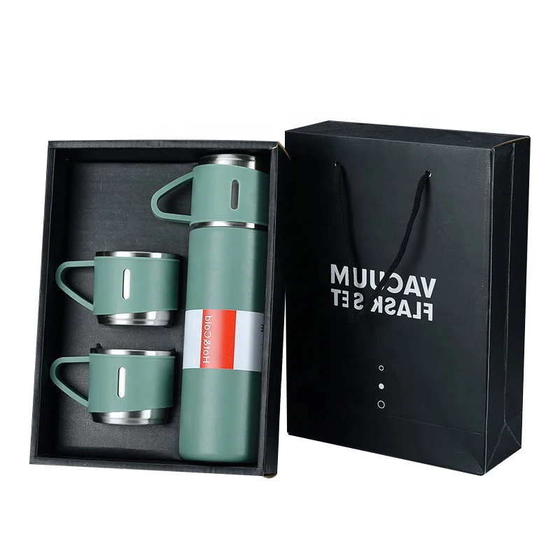 Outdoor Travel Coffee Tea Drinkware Stainless Steel Insulated Water Bottle Cup Vacuum Flask Set for Christmas Gift