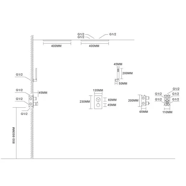 Fashion Function Thermostatic White Shower System Set with Large Bathroom Waterfall Rain Shower Head