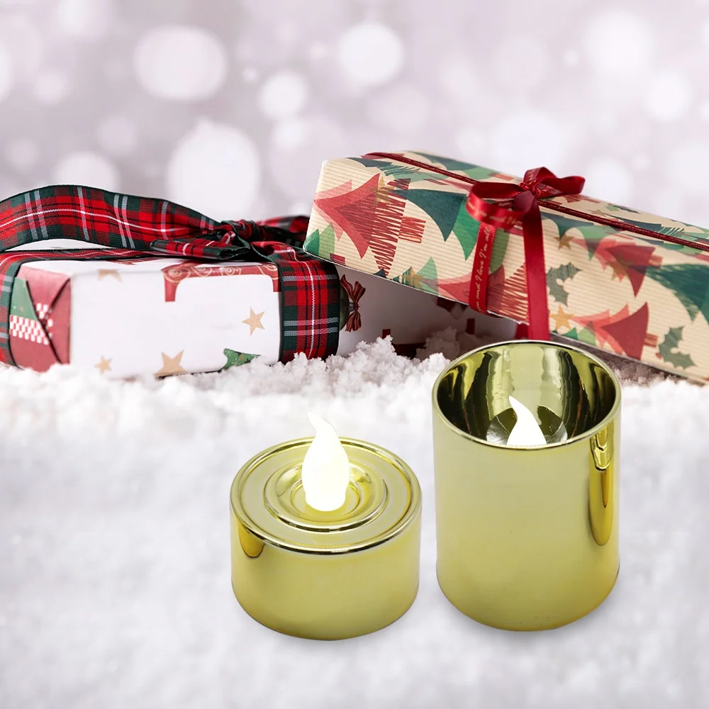 16 packs Yellow Flameless unscented Floating Tea Light led Candles dancing wick led