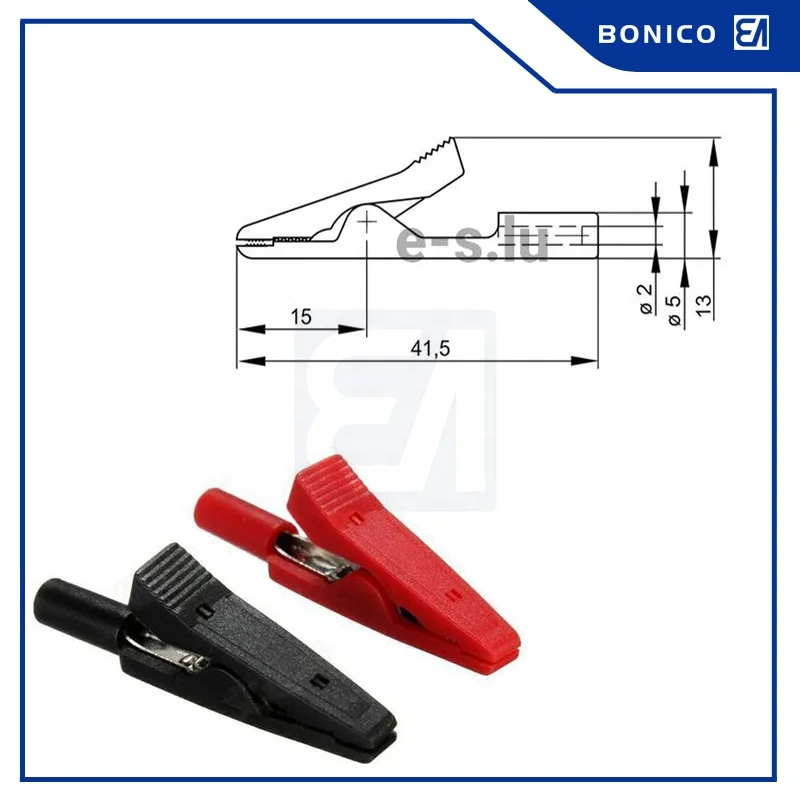 10A 41.5MM PA Nickel Plated Brass Nylon 2mm Hole For Connection Alligator Clip