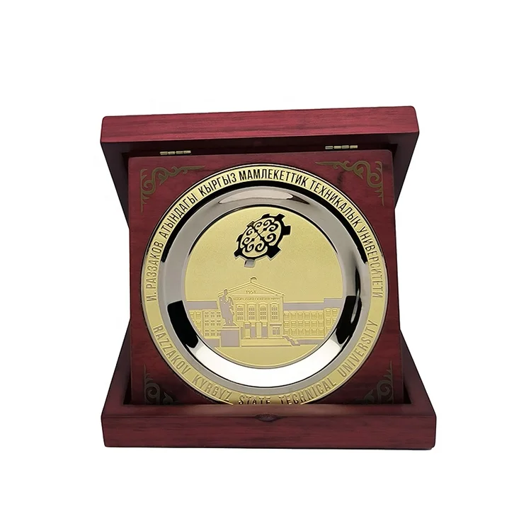 Company Gifts Two Tone Plating  Zinc Alloy Award Plate  Embossed Logo Metal Plaque