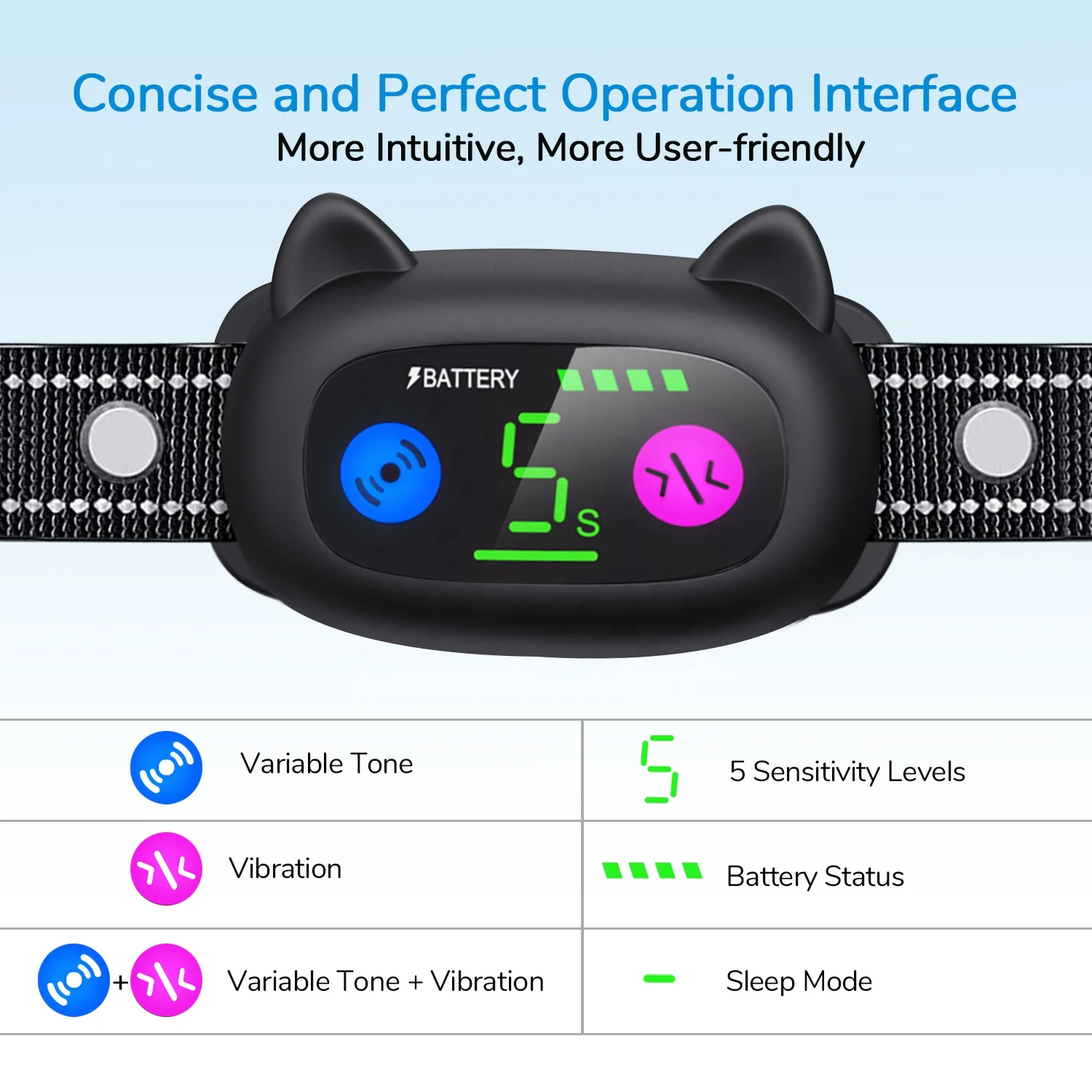 2024 Newest Bark Collar Rechargeable Vibration No Bark Collar Waterproof Dog Training Collar For Small and Medium Dogs